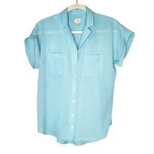 A New Day Mint Green Button Down Cuff Sleeve Blouse